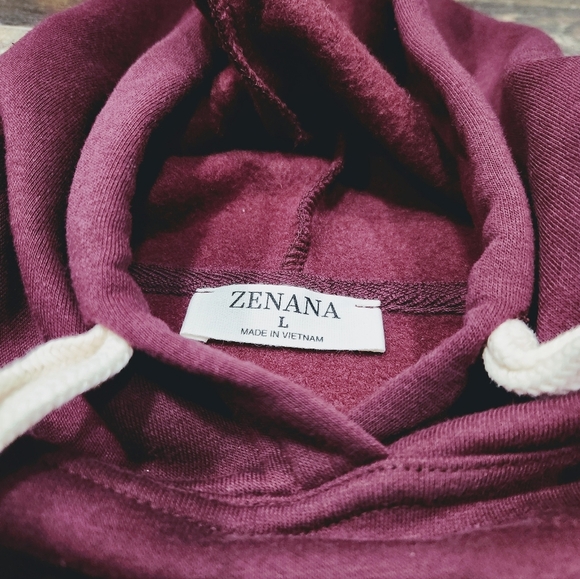 Burgundy Zenana Hooded Sweatshirt - Picture 2 of 3